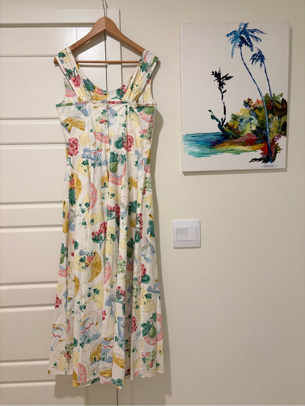 Vintage Karen Alexander Dress with Picnic Floral Print Sz 14 - Picture 4 of 9